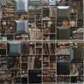 China supplier Foshan brown color glass and stainless Spanish backsplash mosaic tiles lowes WM21